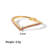 Fashion Geometric Stainless Steel Open Ring Inlay Zircon Stainless Steel Rings sku image 1
