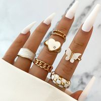 Sweet Heart Shape Butterfly Alloy Plating Inlay Rhinestone Rings main image 1