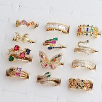Retro Butterfly Copper Open Ring Plating Zircon Copper Rings main image 11