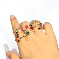 Retro Butterfly Copper Open Ring Plating Zircon Copper Rings main image 10