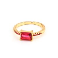 Fashion Square Copper Open Ring Inlay Zircon Copper Rings sku image 2