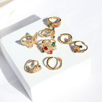 Retro Butterfly Copper Open Ring Plating Zircon Copper Rings main image 5