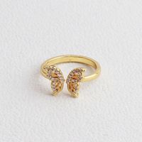 Retro Butterfly Copper Open Ring Plating Zircon Copper Rings sku image 2