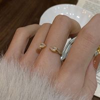 Korean Style Water Droplets Copper Open Ring Rhinestones Copper Rings main image 1