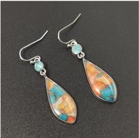 Vintage Style Water Droplets Alloy Inlay Colored Glaze Earrings 1 Set main image 2