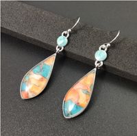 Vintage Style Water Droplets Alloy Inlay Colored Glaze Earrings 1 Set main image 3