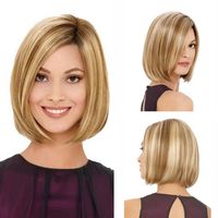 Women's Sweet Simple Style Holiday Home High Temperature Wire Centre Parting Short Straight Hair Wigs sku image 1