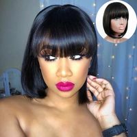Women's Fashion Party High Temperature Wire Qi Bangs Short Straight Hair Wigs main image 1