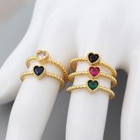 Fashion Heart Shape Copper Open Ring Plating Zircon Copper Rings main image 6