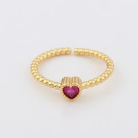 Fashion Heart Shape Copper Open Ring Plating Zircon Copper Rings sku image 5