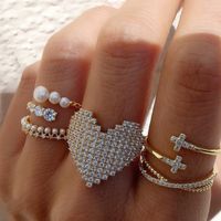 Simple Style Heart Shape Copper Rings Inlay Zircon Copper Rings main image 1