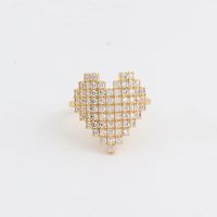 Simple Style Heart Shape Copper Rings Inlay Zircon Copper Rings sku image 1