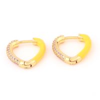1 Pair Elegant Heart Shape Enamel Plating Inlay Copper Zircon Gold Plated Earrings sku image 8