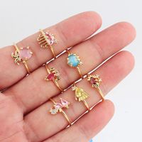 Cute Animal Fruit Copper Open Ring Inlay Zircon Copper Rings main image 5