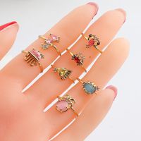 Cute Animal Fruit Copper Open Ring Inlay Zircon Copper Rings main image 4