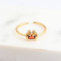 Cute Animal Fruit Copper Open Ring Inlay Zircon Copper Rings sku image 6