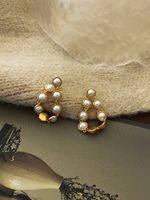 Fashion Round Copper Earrings Plating Artificial Pearls Copper Earrings main image 5
