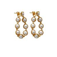 Fashion Round Copper Earrings Plating Artificial Pearls Copper Earrings main image 4