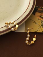 Fashion Round Copper Earrings Plating Artificial Pearls Copper Earrings main image 1