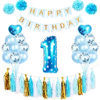 Letter Number Emulsion Paper Birthday Colored Ribbons Banner Balloon main image 1