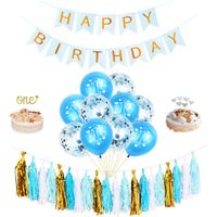 Lettre Numéro Émulsion Papier Date D'anniversaire Rubans Colorés Bannière Ballon sku image 3