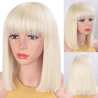 Women's Fashion White Party High Temperature Wire Bangs Straight Hair Wigs main image 2