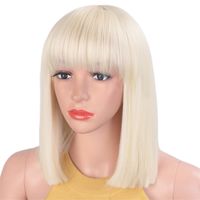Women's Fashion White Party High Temperature Wire Bangs Straight Hair Wigs main image 5