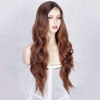 Women's Fashion Light Brown Casual Chemical Fiber Centre Parting Long Curly Hair Wigs main image 4
