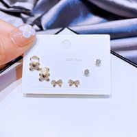 Mignon Ours Noeud D'arc Le Cuivre Boucles D'oreilles Opale Zircon Boucles D'oreilles En Cuivre main image 4