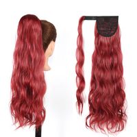 Women's Fashion White Wine Red Black Party High Temperature Wire Centre Parting Long Curly Hair Wigs sku image 7