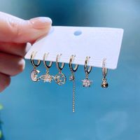 Fashion Star Moon Reindeer Copper Drop Earrings Shell Zircon Copper Earrings main image 4