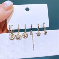 Fashion Star Moon Reindeer Copper Drop Earrings Shell Zircon Copper Earrings sku image 1