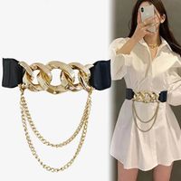 Fashion Solid Color Pu Leather Alloy Chain Belt main image 1
