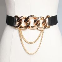 Fashion Solid Color Pu Leather Alloy Chain Belt main image 5