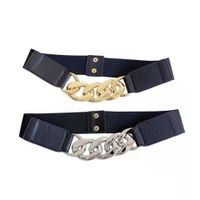 Fashion Solid Color Pu Leather Alloy Chain Belt main image 4