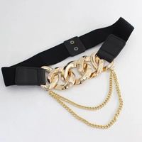 Fashion Solid Color Pu Leather Alloy Chain Belt main image 3