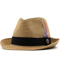 Kid's Beach Feather Sewing Crimping Straw Hat sku image 1