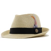 Kid's Beach Feather Sewing Crimping Straw Hat sku image 4