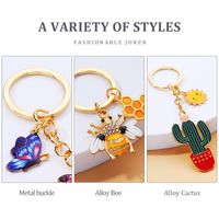 Mignon Cactus Tournesol Abeille Alliage Vernis Au Four Placage Strass Porte-clés main image 3