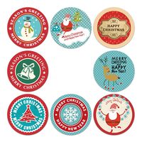 Copper Plate Sticker Christmas Pattern Cute Cartoon Holiday Envelope Mouth Sticker Label sku image 1