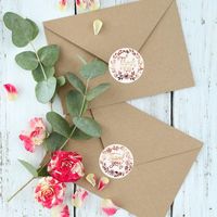 Copper Plate Sticker White Hot Rose Gold Envelope Seal Food Box Thank You Sticker main image 1