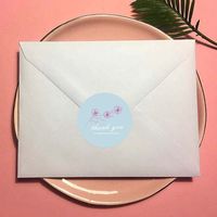 Copper Plate Self-adhesive Envelope Seal Rose Flower Thank You Sticker main image 2