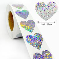 New Beige Dotted Sequined Laser Heart-shaped Sealing Adhesive Sticker Birthday Label Self-adhesive Sticker main image 6