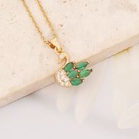 Stainless Steel 18K Gold Plated Fashion Flower Butterfly Zircon Pendant Necklace main image 4