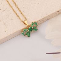 Stainless Steel 18K Gold Plated Fashion Flower Butterfly Zircon Pendant Necklace main image 5
