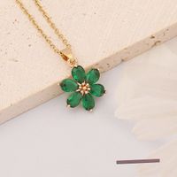 Stainless Steel 18K Gold Plated Fashion Flower Butterfly Zircon Pendant Necklace main image 8