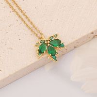 Stainless Steel 18K Gold Plated Fashion Flower Butterfly Zircon Pendant Necklace sku image 6