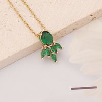 Stainless Steel 18K Gold Plated Fashion Flower Butterfly Zircon Pendant Necklace sku image 2