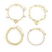 Fashion Geometric Star Heart Shape Alloy Plating Hollow Out Artificial Pearls Rhinestones Bracelets main image 4
