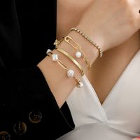 Mode Géométrique Star Forme De Cœur Alliage Placage Évider Perles Artificielles Strass Bracelets sku image 6